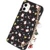 Yoedge Natale Cover per iPhone 11 6,1 con Catena, Natalizia Braccialetto Custodia con Carino Disegni Cartoon Babbo Natale, Sottile Silicone TPU Bumper Antiurto Christmas Case para iPhone 11, Nero