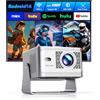 SIECUBIC Mini Proiettore Portatile, Videoproiettore 4K Full HD 1080P, 600 Lumen ANSI, Android 14 WiFi 6 Bluetooth 5.4, Correzione di Distorsione e Foco Automatico, Cinema Casa Interno ed Estern