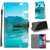 KENHONER Cover Compatibile con Samsung Galaxy A20E / A10E, Premium Pelle PU Portafoglio Flip Libro Custodia per Samsung A20e / A10E [Protezione Completa] - Barca