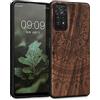 kwmobile Custodia Compatibile con Xiaomi Redmi Note 11 Pro/Redmi Note 12 Pro 4G Cover - Back Case in Legno con Bumper in Silicone TPU - Sole indiano marrone scuro