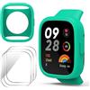 GIOPUEY Silicone Cover per Redmi Watch 3 Active, con 3 Pezzi Pellicola Protettiva flim, Morbido TPU Silicone Case Protettiva, Redmi Watch 3 Active Custodia - Mint Green