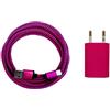 i! - Alimentatore di rete USB da 1 A + cavo di ricarica rapida USB-C da 2 m, per cellulare, tablet, smartphone, colore rosa
