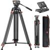 COMAN Treppiede fotocamera da 186 cm, in alluminio con fotocamera Tripod, girevole a 360° e inclinazione a +90°/-70°, treppiede video, compatibile con teste DJI Rs, carico massimo 10 kg