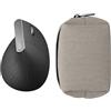 kwmobile Custodia Mouse Wireless per Logitech Lift/MX Vertical/Anker Vertical - Cover Mouse Wireless Gaming con Cerniera - Astuccio in Velluto a Coste e Neoprene - grigio
