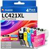 Hookink LC421XL LC-421XL Cartucce Compatibile per Brother LC421 LC-421XL Multipack LC421XLVAL per DCP-J1050DW MFC-J1010DW DCP-J1140DW Alta Capacità (4-Pezzi)