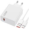 ETCMY 100W Turbo Caricabatterie Caricatore con 6A Cavo USB C 1M per Xiaomi 17 Pro Max 15 14 Ultra POCO F6 X7 F7 Pro Caricabatterie rapido Adattatore Cavo USB Type-C per Xiaomi 17 Redmi 14C Note 14 13 12 11