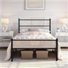FetiNes Letto Singolo Ferro Battuto, Struttura Letti in Metallo con Testiera, Contenitore Sotto al Letto, per Materassi 90X190cm Nero