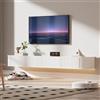 PURFINO Mobile TV Sospeso con Luce LED - Mobile TV a Parete da 140CM con Archiviazione Migliorata & Bordi Arrotondati, Consolle Multimediale TV Moderna per TV da 65-75 Pollici