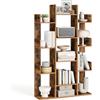VASAGLE Libreria, Scaffale a Forma di Albero con 13 Scomparti, 86 x 25 x 140 cm, con Angoli Arrotondati, Marrone Vintage LBC67BXV1