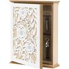 Domigard Cassetta portachiavi in legno con 6 ganci per chiavi, vintage, colore bianco, design retrò per ingresso, corridoio, ufficio, 27 x 21 x 7 cm (rosa)