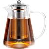 Gvolatee 1300ML Teiera in vetro borosilicato, teiera in vetro borosilicato con inserto per colino con colino, teiera con infusore, infusore per foglie sciolte