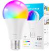 UPXNBOR Lampadina Smart E27, 9W, Lampadina LED WiFi RGBWW Dimmerabile con 16 Milioni di Colori, 850 lm, Accessorio Smart Home compatibile con Alexa, Compatibile con Alexa e Google Assistant, 2,4 GHz, 1 Pezzo