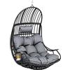 YITAHOME Poltrona sospesa per uova, portata 150 kg, in rattan, con cuscino e supporto per bevande, per giardino, terrazza, balcone, soggiorno, grigio