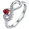 JO WISDOM Anelli Cuore Infinito Argento 925 AAA Zirconia Cubica Gennaio Birthstone Colore Granato Donna