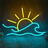 Weeddy Segnale Neon Alba Tramonto, Luci Neon LED Regolabili Sole Onda Marina per Decorazione da Parete, Alimentazione USB per Camera da Letto Soggiorno Bar Caffè Compleanno Festa Natale