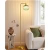 EDISHINE Lampada da Terra Soggiorno, Lampada ad Arco con Paralume in Vetro Bonbon Verde Menta e Struttura Metallica Dorata, Lampada da Lettura Moderna con LED E27 2700K, per Camera e Ufficio
