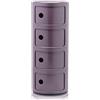 Kartell Componibili Contenitore 4 Elementi, Base Tonda, ABS, Viola, 32 x 32 x 77 cm