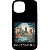 Indianapolis Travel Art Studio Custodia per iPhone 15 Indianapolis, Indiana, orizzonte, retro, vendemmia, arte