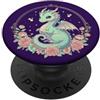 Cute Cottagecore Book Dragon Flower Book Cute Dragon Books Cottagecore Flower Bookworm Lover PopSockets PopGrip Adesivo