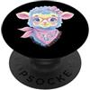 Kawaii Whimsical Pastel Sheep Face Graph Carino agnello ritratto amante degli animali grafica rosa occhiali floreale PopSockets PopGrip Adesivo