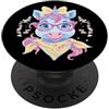 Kawaii Whimsical Pastel Fantasy Face Gra Blue Unicorn Portrait Animal Lover Graphic Occhiali rosa PopSockets PopGrip Adesivo