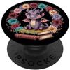 Cute Cottagecore Book Dragon Flower Book Cute Dragon Books Cottagecore Flower Bookworm Lover PopSockets PopGrip Adesivo