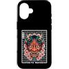 TOKYO WAVES Oni Mask Designs Custodia per iPhone 16 Hannya Oni Grid Devil Yokai - Maschera da tatuaggio giapponese con diavolo