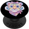 Kawaii Whimsical Pastel Barnyard Face Gr Rosso Blu Gallo Ritratto Amante Animale Grafica E Rosa PopSockets PopGrip Adesivo
