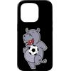 soccer animal ball fan football sport ho Custodia per iPhone 15 Pro Ippopotamo con calcio