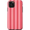 Coastal Pink Red Striped Summer Hamptons Custodia per iPhone 11 Pro Estetica estiva anni '90 alla moda retrò a righe rosse rosa