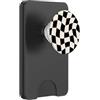 Distorted Checkered Pattern in Black and Motivo a scacchi distorti in bianco e nero a scacchiera PopSockets PopWallet per MagSafe