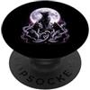 Three Cats Moon Howling Pack Night PopSockets PopGrip Adesivo