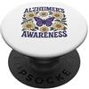 Awareness Bloom Designs Disegno floreale farfalla consapevolezza Alzheimer PopSockets PopGrip Adesivo