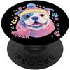 Kawaii Whimsical Pastel Bear Face Graphi Simpatico panda floreale ritratto animale grafico rosa occhiali fiocco PopSockets PopGrip Adesivo