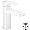 hansgrohe Metropol Miscelatore monocomando lavabo 110 con maniglia a leva e push-open, bianco opaco, 32507700