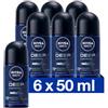 Nivea Men Deep Deo Roller - 6 x 50 ml