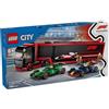 LEGO 60445 Camion F1 con auto F1 RB20 e AMR24, giocattoli da costruzione, adatti per regali di festa o di compleanno.