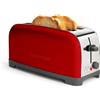 Taurus - Tostapane Vintage 1400 W | 2 fessure extra-lunghe | 6 livelli | Scongelamento/Riscaldamento/Annulla | Auto-centrante | Vaschetta raccogli-briciole estraibile | Acciaio inox | Rosso