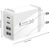 Protech TIENSUN Caricabatterie USB A+C Simultanea 4-Dispositivi 5Vx2A, 2Cx2A Multi-Port Block