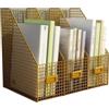 Kx9Lb8d portadocumenti Portariviste da scrivania con 3 scomparti verticali for ufficio, casa e scuola Vassoi per lettere(Gold)