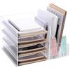Kx9Lb8d portadocumenti Portadocumenti verticale, organizer da scrivania trasparente e contenitori portaoggetti for riviste raccoglitori Vassoi per lettere
