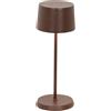 Zafferano, Lampada Olivia Micro, Lampada da Tavolo Ricaricabile e Senza Fili con Controllo Touch, Adatta per Salotto ed Esterni, Dimmer, 2200-3000 K, Altezza 20 cm, Colore Corten