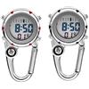JewelryWe Orologio digitale con clip per uomo e donna, mini orologio da tasca con fibbia per cintura, per medici, infermieri, chef