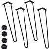 BAKAJI Set 4 Gambe Piedi Tavolo Pranzo Scrivania 71cm Metallo Design Moderno Nero