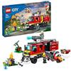 LEGO 60374 City Fire Autopompa dei Vigili del Fuoco, Unità di Comando dei Pompieri con Camion Giocattolo e Droni Terrestri e Aerei, Veicoli per Bambini, Ragazzi e Ragazze