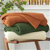 Longhui bedding Coperta a maglia grossa leggera in 100% cotone biologico arancione bruciato, per divano, letto, asilo, rustico, shabby chic, moderno, 129,5 x 160 cm, borsa per il lavaggio