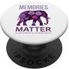 Purple Ribbon Support I ricordi contano l'elefante della consapevolezza dell'Alzheimer PopSockets PopGrip Adesivo