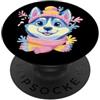Kawaii Whimsical Pastel Woodland Face Gr Carino scoiattolo ritratto amante degli animali grafico blu occhiali PopSockets PopGrip Adesivo