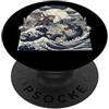 Cat Japanese Art Gifts Samurai Ninja Cat vs Dragon Monster Great Wave Arte giapponese PopSockets PopGrip Adesivo