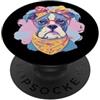 Pastel Whimsy Pet Fan Character Graphics Blue Bulldog Girly Ritratto Animali Amante Grafica Fiocco Rosa PopSockets PopGrip Adesivo